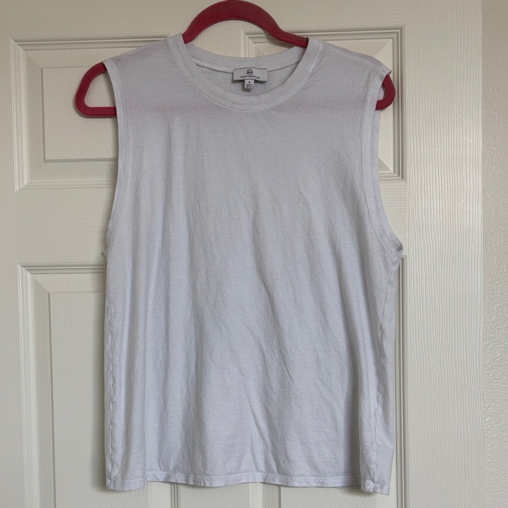 AG Adriano Goldschmidt White Sleeveless Muscle Tank Top Sz S